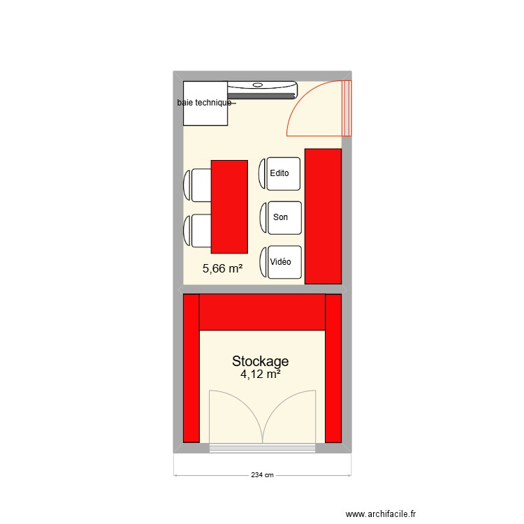 Car régie aménagement . Plan de 2 pièces et 10 m2