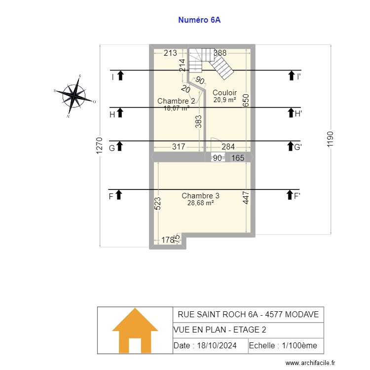 V.RADOUX - VUE EN PLAN - ETAGE 2 - V2.21 - Lio. Plan de 3 pièces et 68 m2