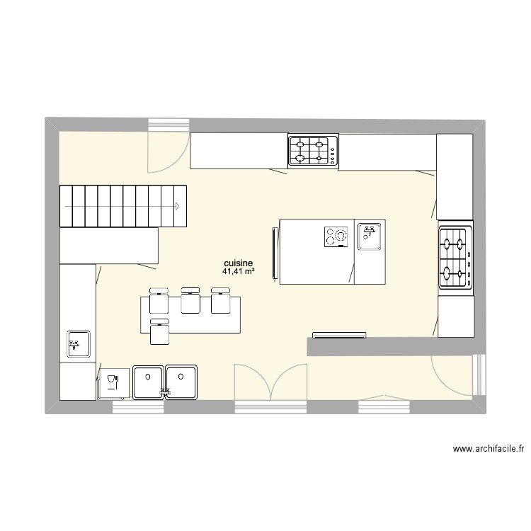 cuisine Pageas. Plan de 1 pièce et 42 m2