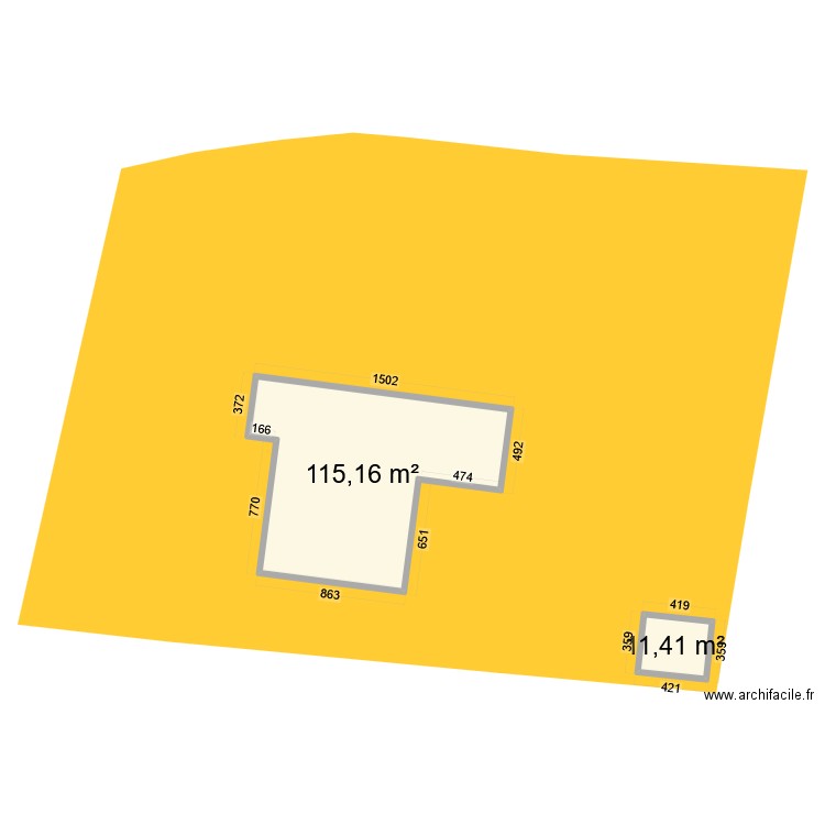 cadastre. Plan de 2 pièces et 127 m2