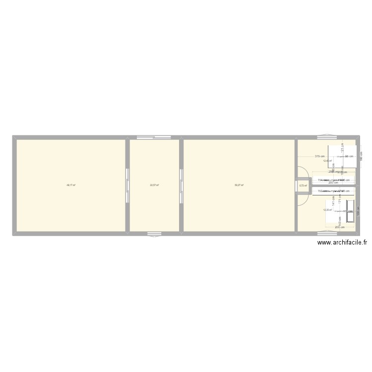 projet 1 grand rectangle. Plan de 6 pièces et 148 m2