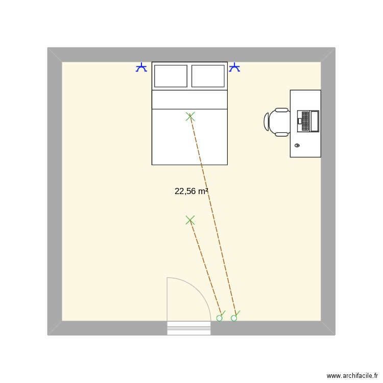 shéma Architecturale. Plan de 1 pièce et 23 m2