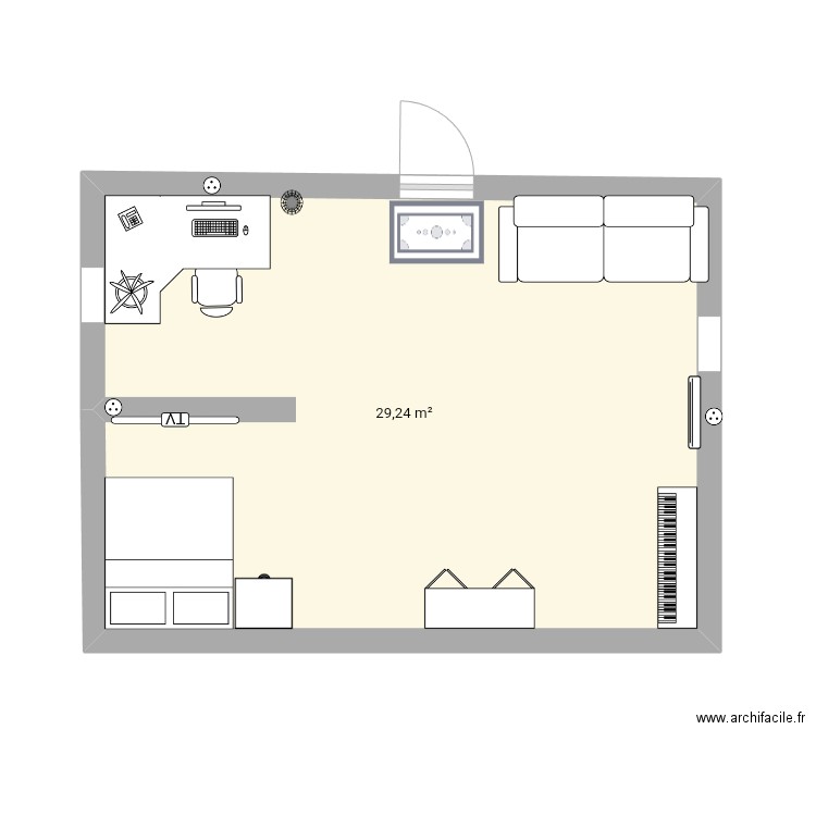 Titi. Plan de 1 pièce et 29 m2