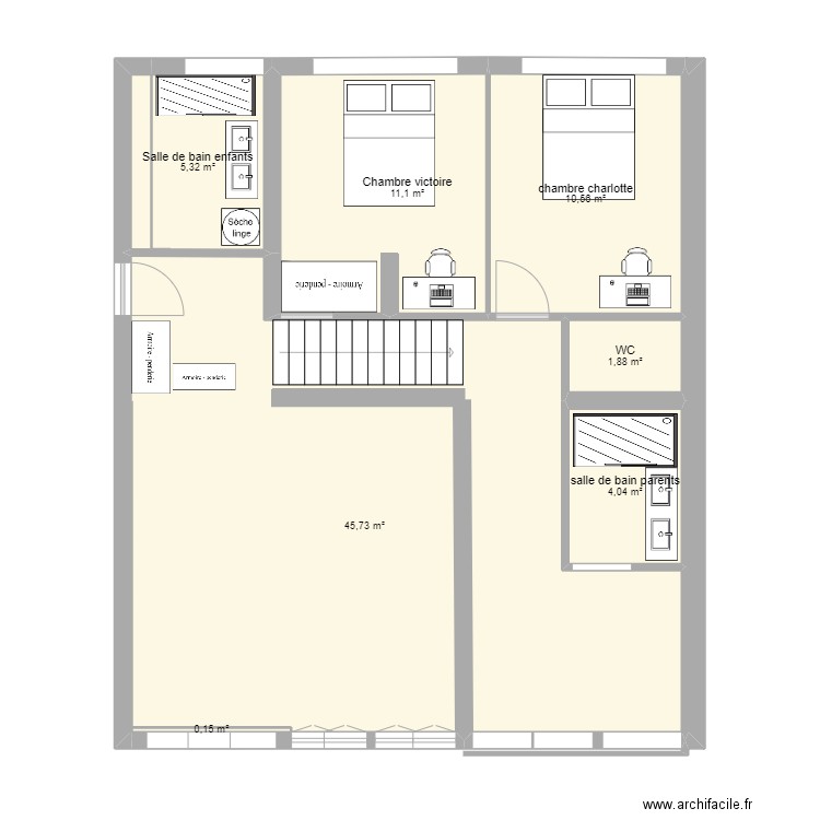 option studio. Plan de 7 pièces et 79 m2