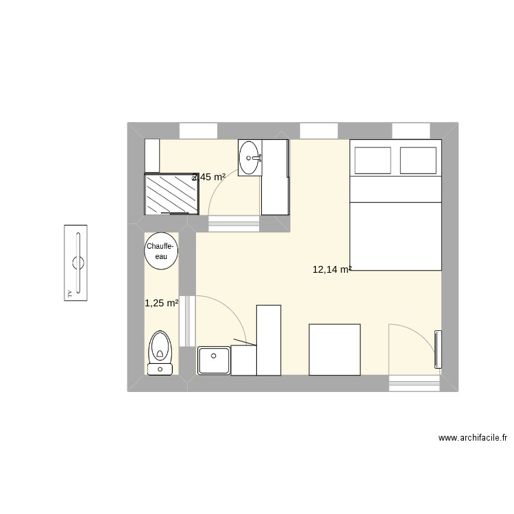 appartement manon. Plan de 3 pièces et 16 m2