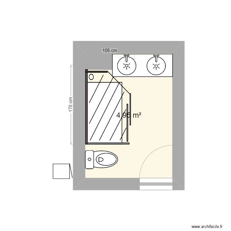 plan sdb 3. Plan de 1 pièce et 5 m2