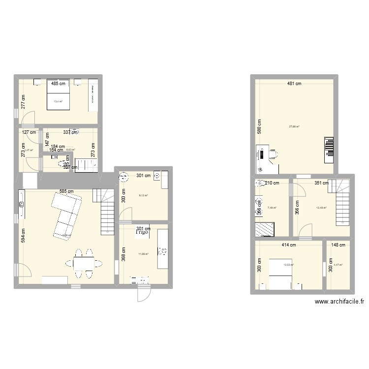 maison. Plan de 11 pièces et 145 m2