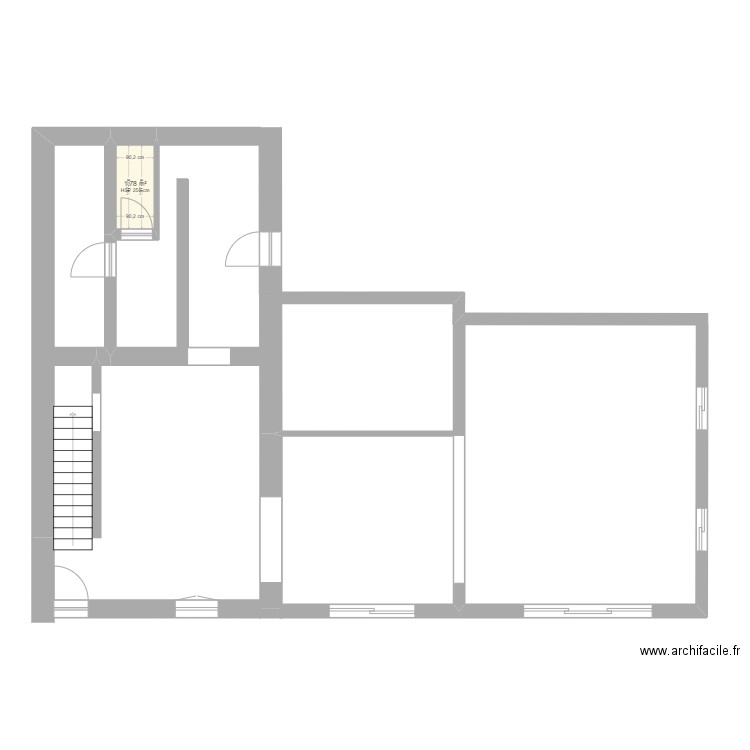 extension. Plan de 2 pièces et 5 m2