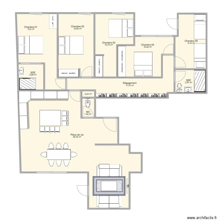 LOT 201-202 bis. Plan de 11 pièces et 129 m2