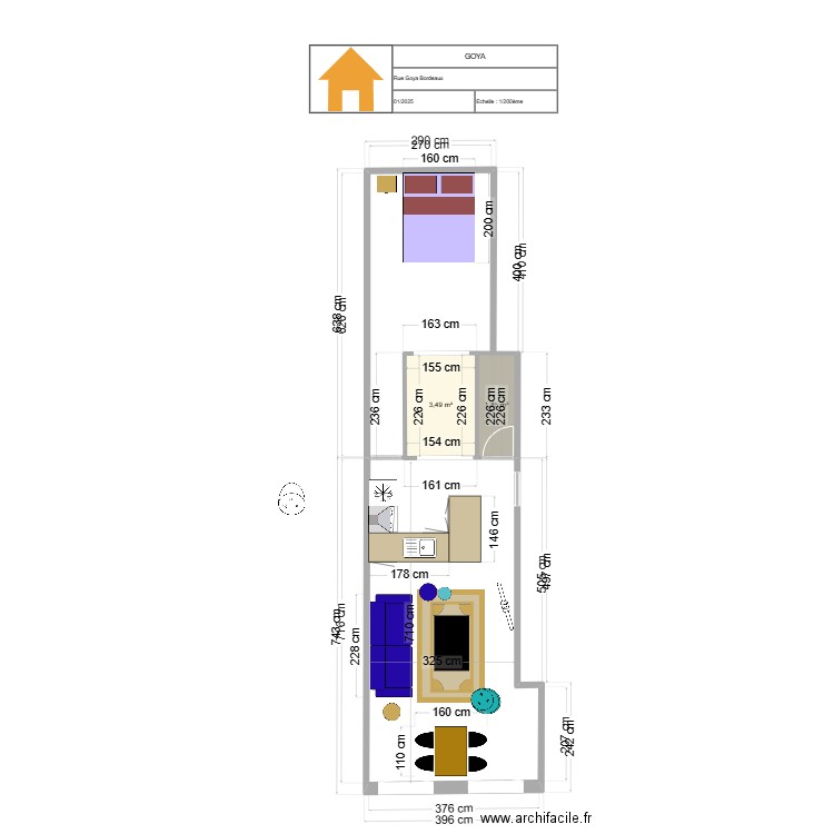 GOYA 3. Plan de 2 pièces et 5 m2