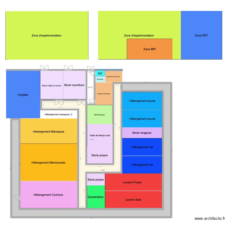 Projet animalerie *. Plan de 3 pièces et 150 m2