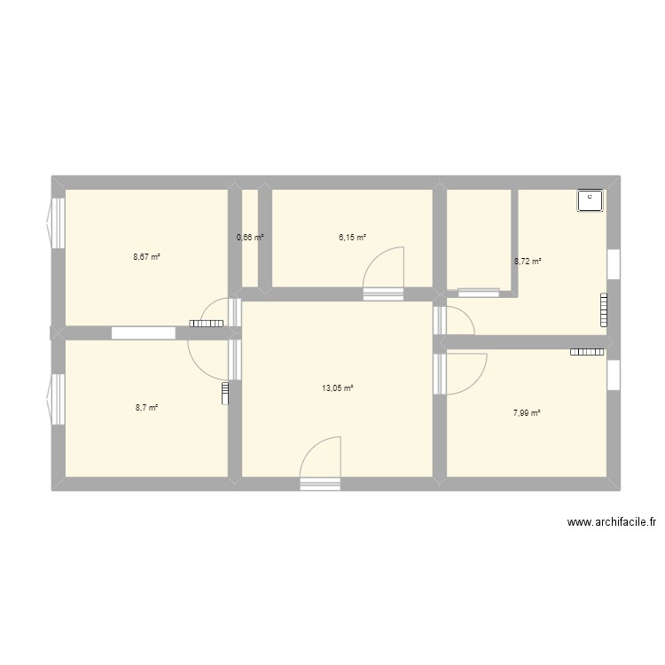 APPARTEMENT. Plan de 7 pièces et 54 m2