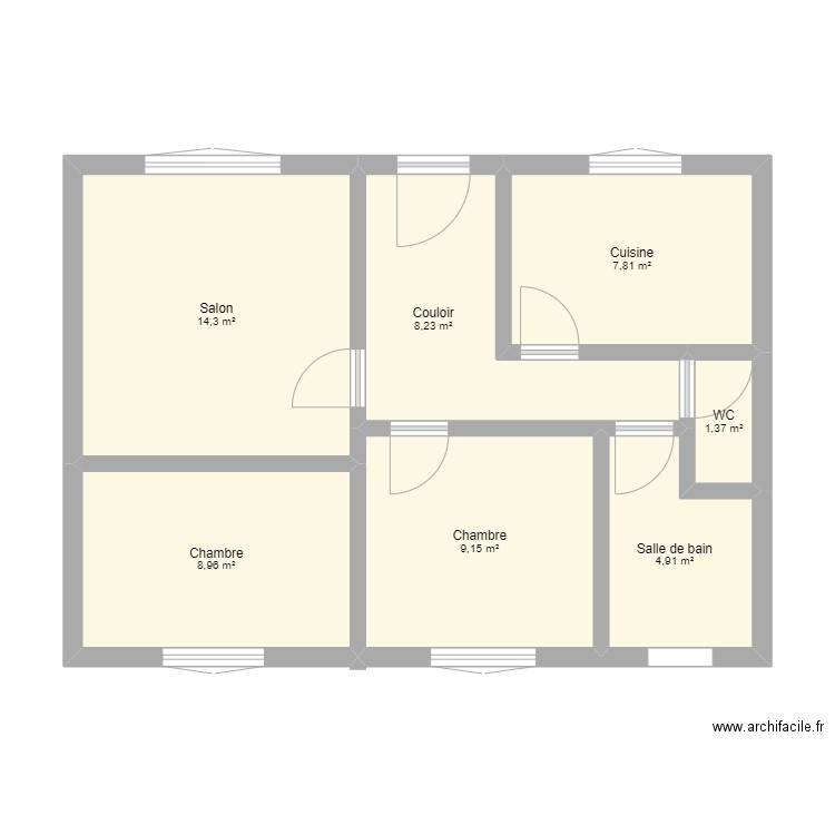 MAISON 1. Plan de 7 pièces et 55 m2