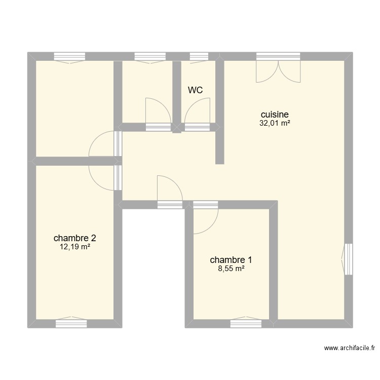 tombois. Plan de 4 pièces et 66 m2