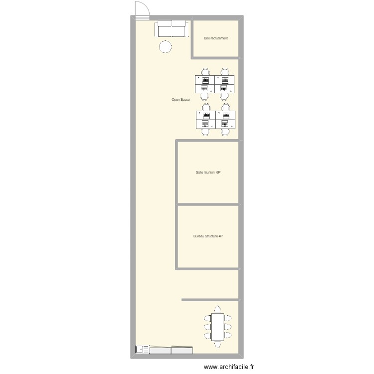 Bureaux. Plan de 4 pièces et 106 m2