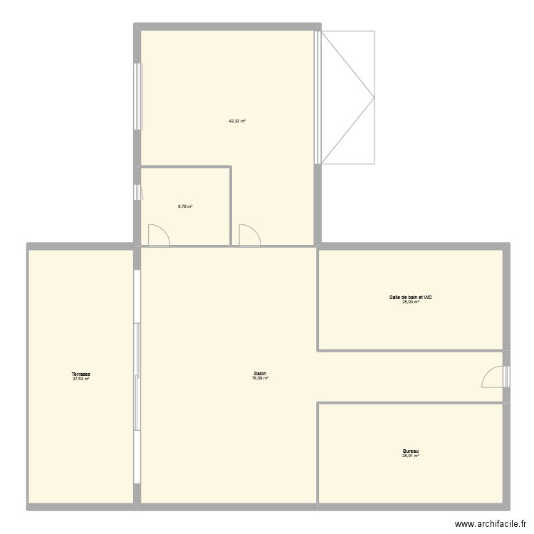 Projet maison en A. Plan de 6 pièces et 218 m2