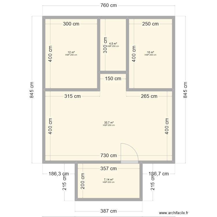 PLAN MAISON DE DEUX CHAMBRES MODERNE. Plan de 5 pièces et 64 m2