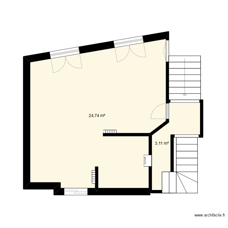 R1 RAHMOUNI. Plan de 2 pièces et 28 m2