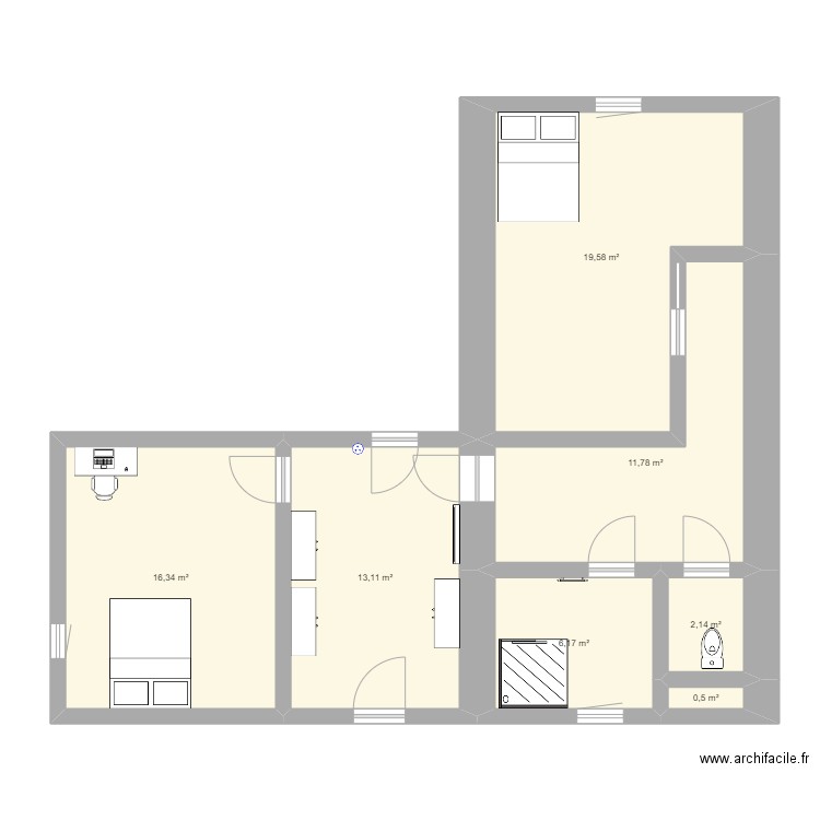 maison. Plan de 7 pièces et 70 m2