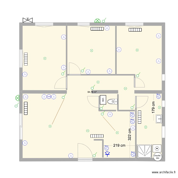 RDC DAMMARIE2. Plan de 1 pièce et 85 m2