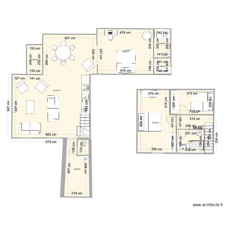 Saint Briac extension petite modulaire. Plan de 9 pièces et 122 m2