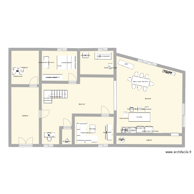 dep. Plan de 6 pièces et 144 m2