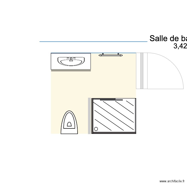 SDB haut2. Plan de 1 pièce et 3 m2