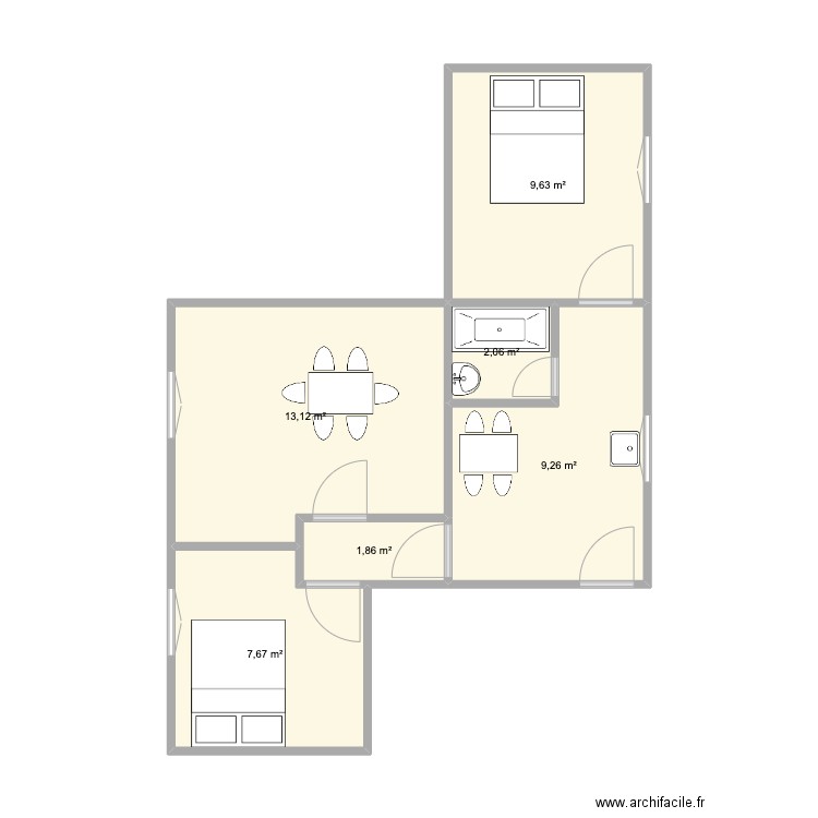 Baumont Avant. Plan de 6 pièces et 44 m2