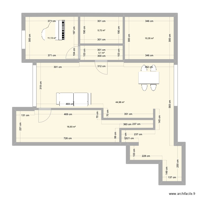 Hélène & Walter. Plan de 6 pièces et 92 m2