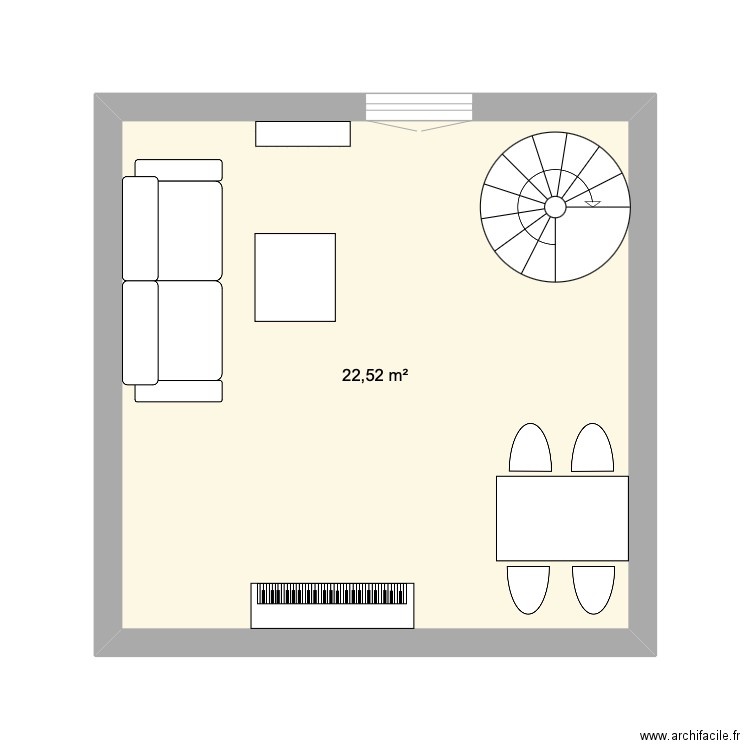 salon. Plan de 1 pièce et 23 m2