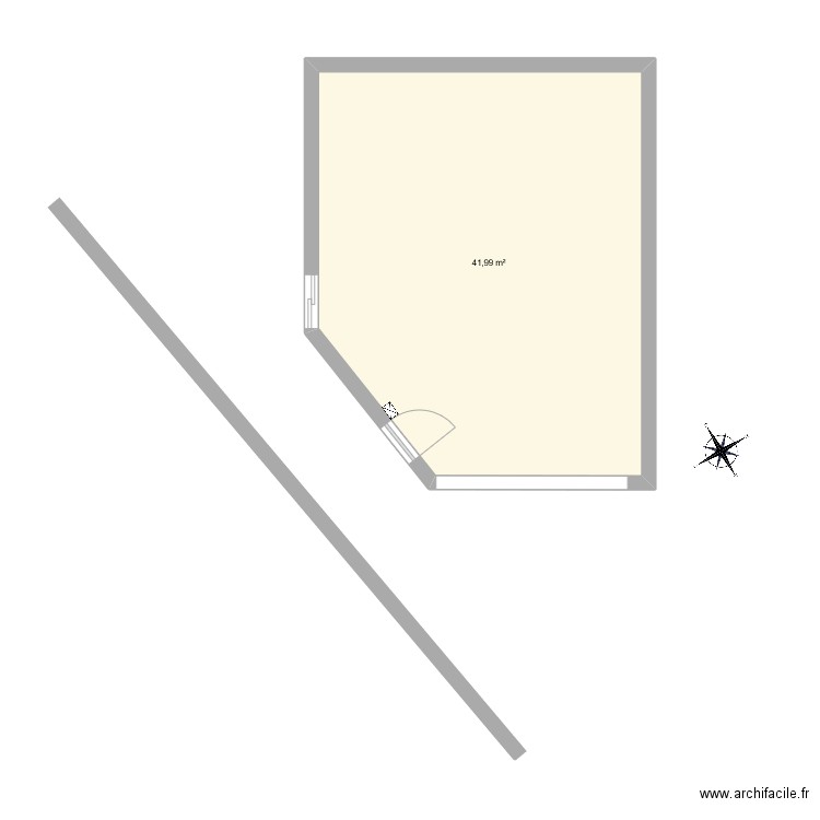 garage atelier. Plan de 1 pièce et 42 m2