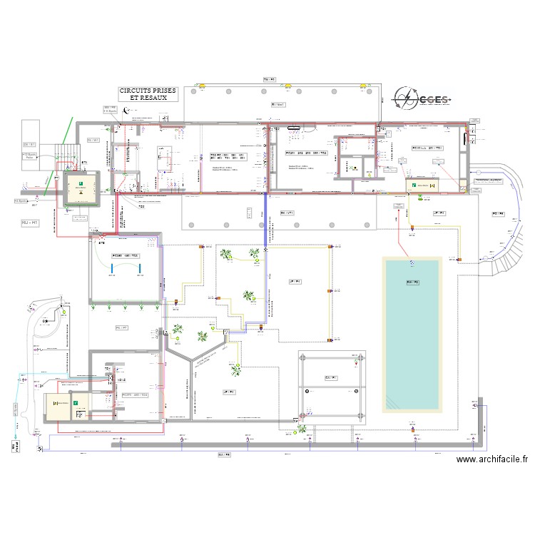 Lot 103 CIRCUITS PRISES ET RESEAUX 301 FILAGE - Copie. Plan de 15 pièces et 234 m2