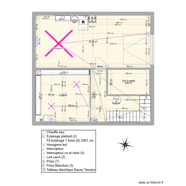 THEO ET WENDY sous sol version 1. Plan de 5 pièces et 64 m2