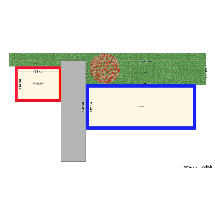 Extension2. Plan de 2 pièces et 68 m2