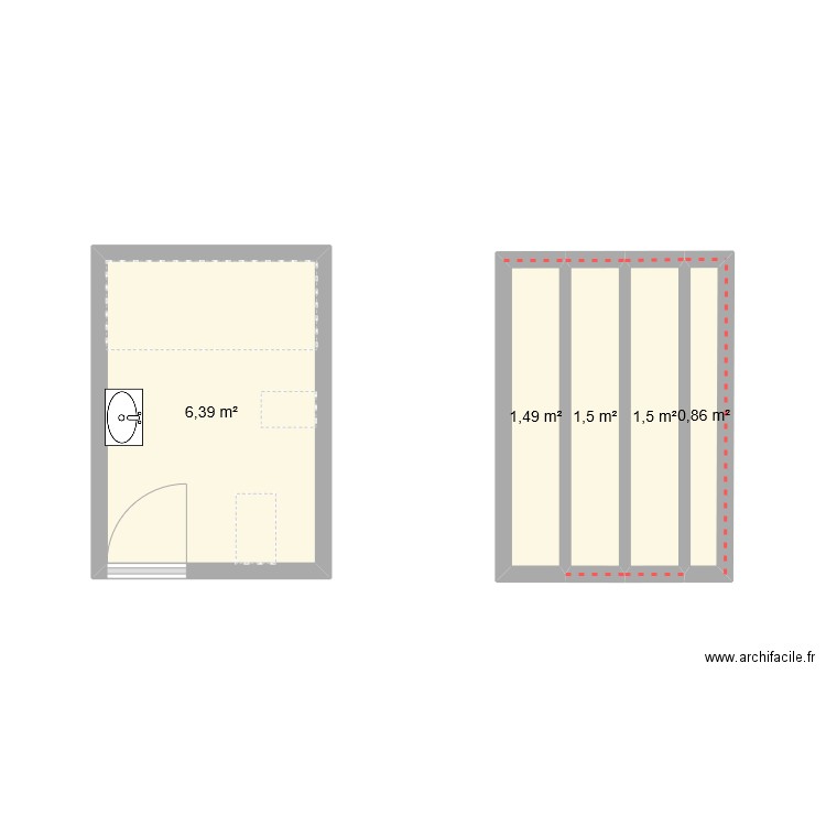 wc-maison. Plan de 5 pièces et 12 m2