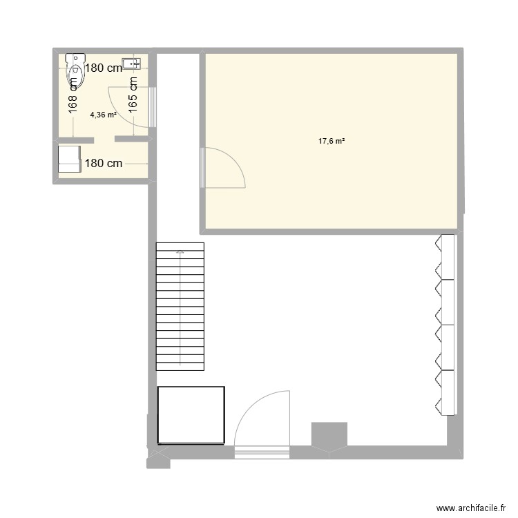 rdc bureau. Plan de 2 pièces et 51 m2