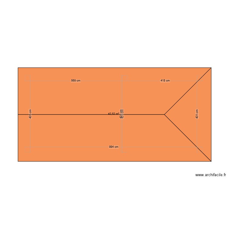 BRYLA. Plan de 1 pièce et 43 m2