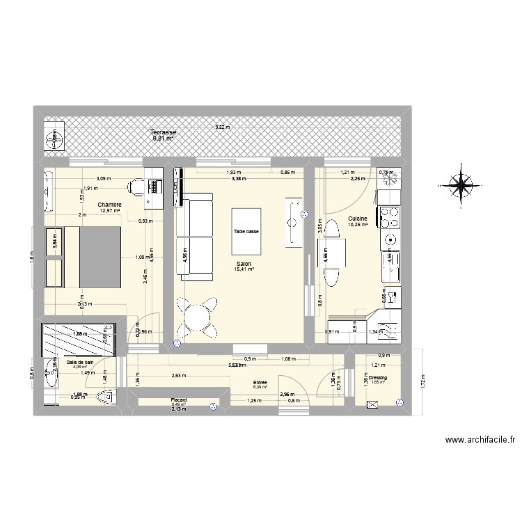 Orangers2. Plan de 8 pièces et 61 m2