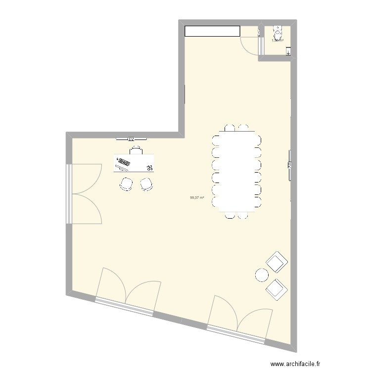 mp4. Plan de 2 pièces et 101 m2