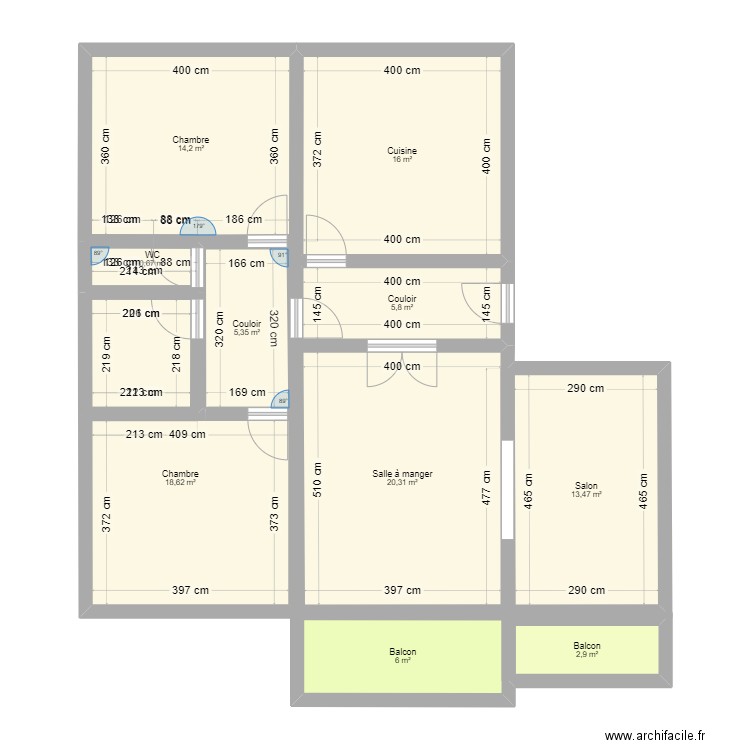 Clos Suzanne. Plan de 10 pièces et 103 m2