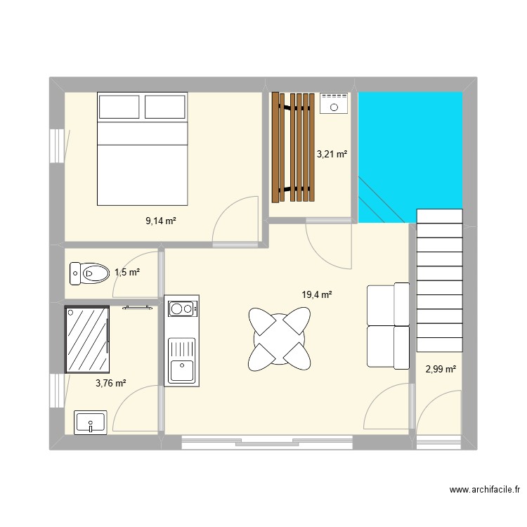 Gite 2 - Atelier R0b + love room b. Plan de 6 pièces et 40 m2