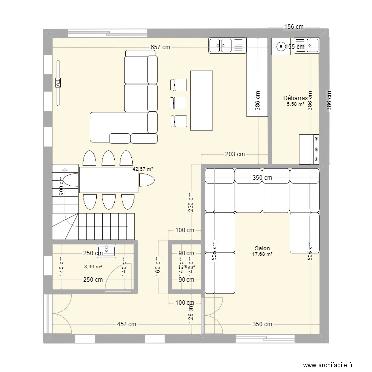 plan 2. Plan de 5 pièces et 75 m2