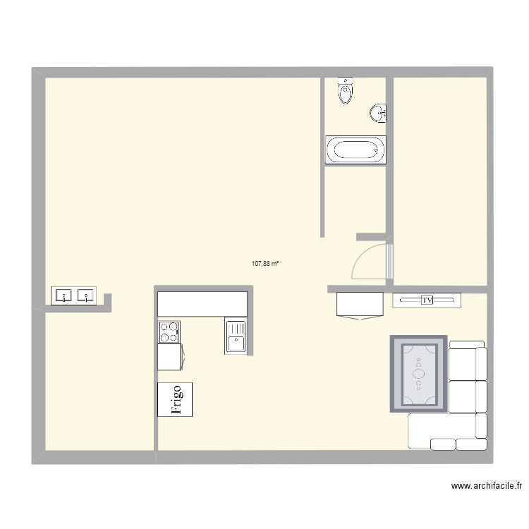 Founex. Plan de 1 pièce et 108 m2