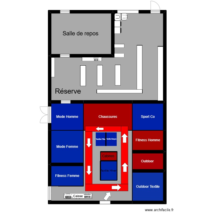 Sport 2000 Gourdan. Plan de 15 pièces et 154 m2