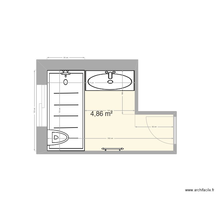 salle de bain gerard grand. Plan de 1 pièce et 5 m2