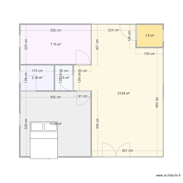 celibat. Plan de 6 pièces et 47 m2