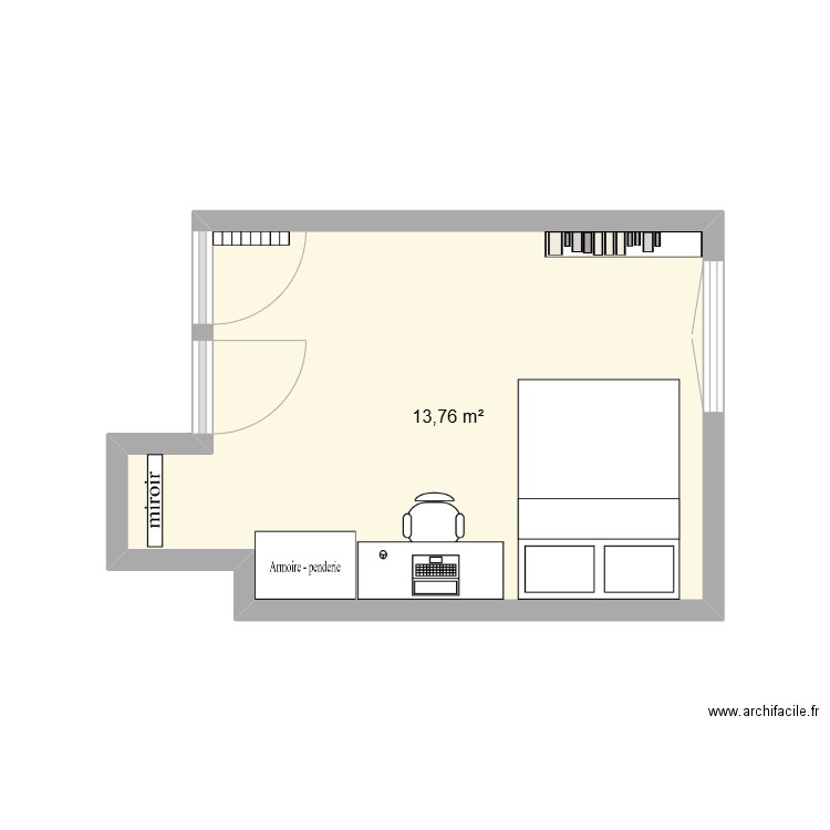 chambre loeiz. Plan de 1 pièce et 14 m2