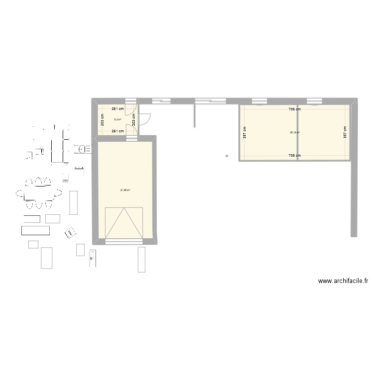 loury. Plan de 3 pièces et 52 m2