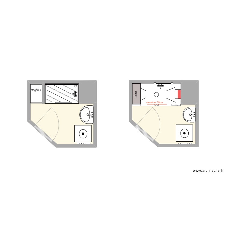 salle de bain G G. Plan de 4 pièces et 8 m2