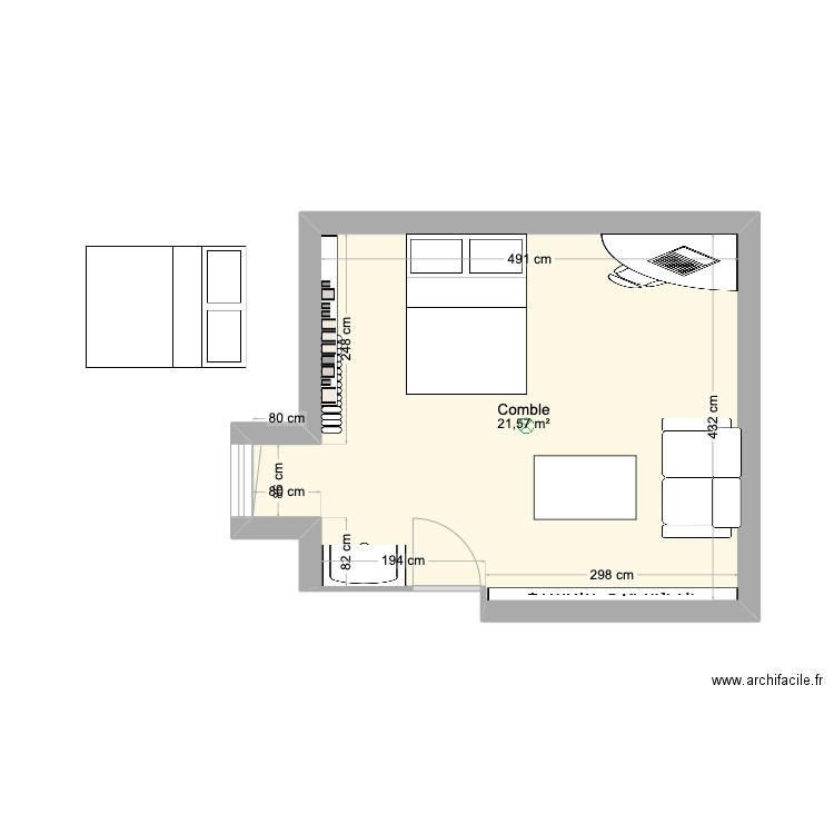 chambre1. Plan de 1 pièce et 22 m2